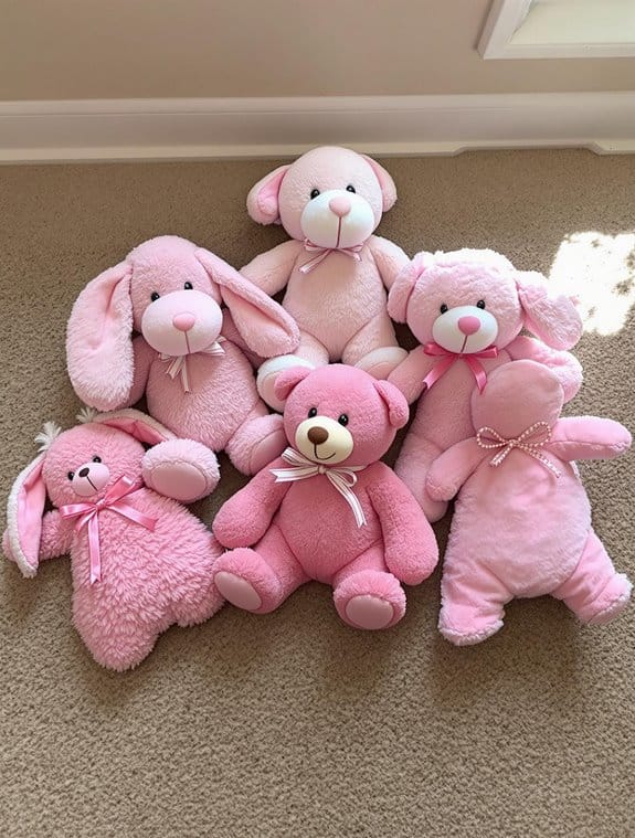 selecting a pink plush