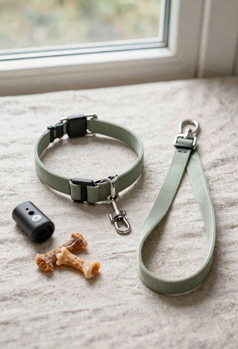 lightweight flat collar and lead